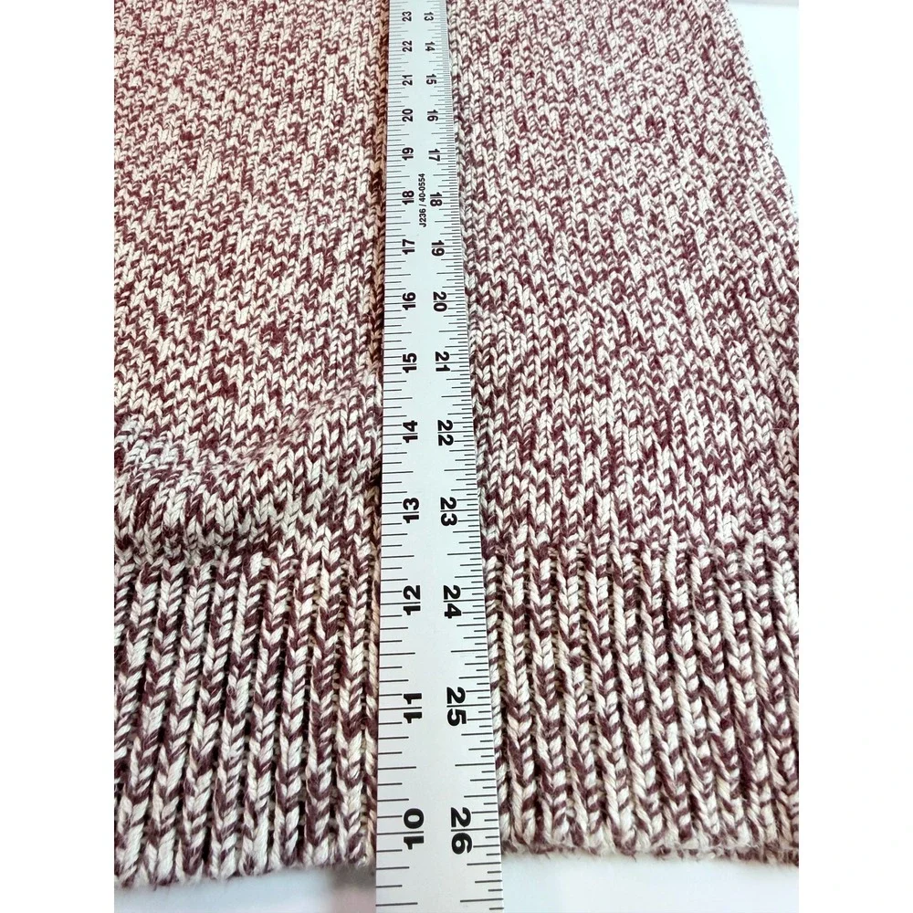 J.Crew Crewneck Sweater Mens Large Burgundy White Cotton Marled Knit BL820